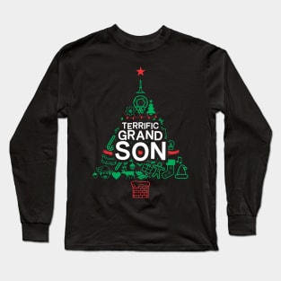 Terrific Grandson - Xmas Tree - Christmas Long Sleeve T-Shirt